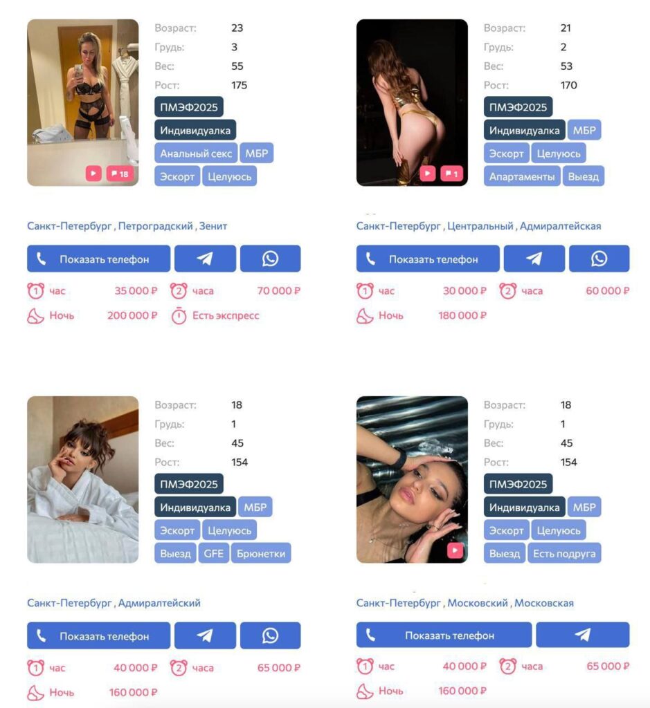 услуги эскорта Питер